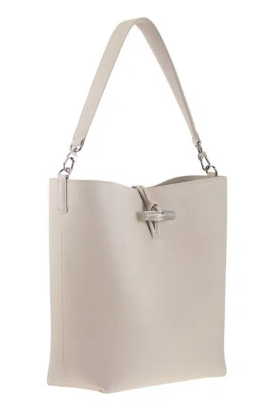 Longchamp Le Roseau Leather Hobo Bag In Sand