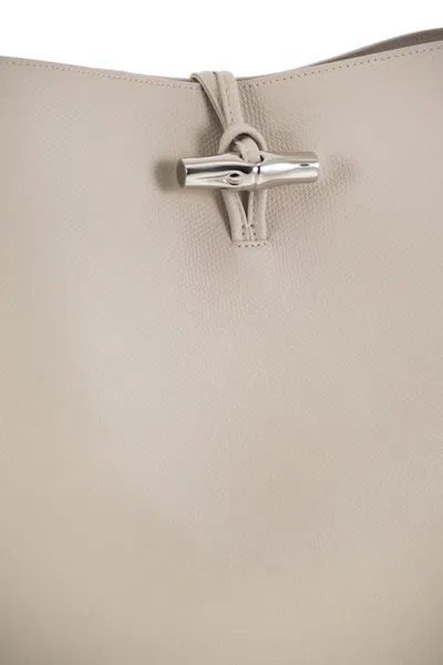 Longchamp Le Roseau Leather Hobo Bag In Sand