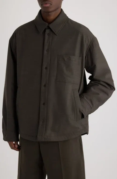 Jacquemus La Chemise Boulanger Padded Stretch Virgin Wool Shirt Jacket In Brown