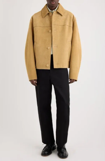 Jacquemus Le Blouson Vannier Basket Weave Leather Jacket In Brown