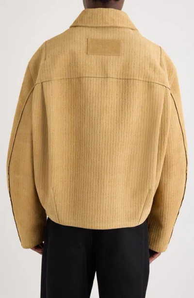 Jacquemus Le Blouson Vannier Basket Weave Leather Jacket In Brown