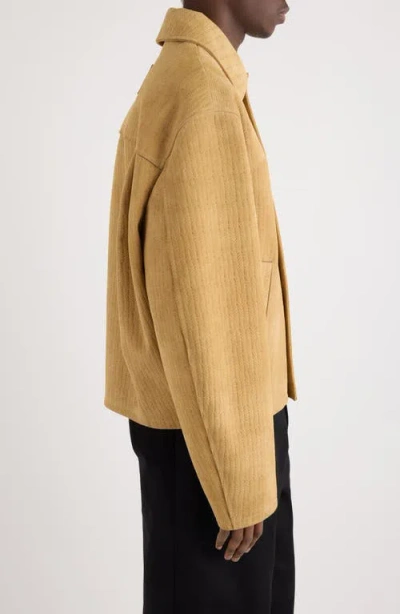 Jacquemus Le Blouson Vannier Basket Weave Leather Jacket In Brown
