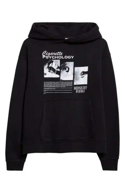 Midnight Rodeo Cigarette Psychology Graphic Hoodie In Black