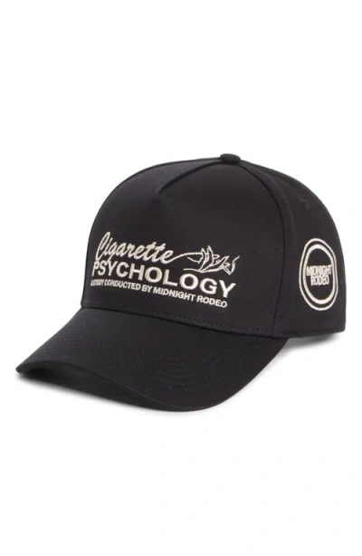 Midnight Rodeo Cigarette Psychology Embroidered Trucker Hat In Black