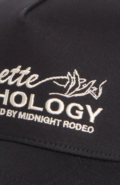 Midnight Rodeo Cigarette Psychology Embroidered Trucker Hat In Black