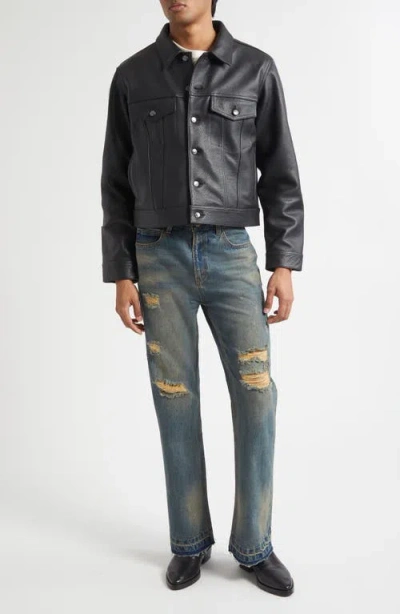 Midnight Rodeo 1968 Leather Trucker Jacket In Black