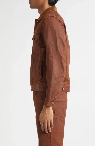 Midnight Rodeo Coated Denim Trucker Jacket In Brown