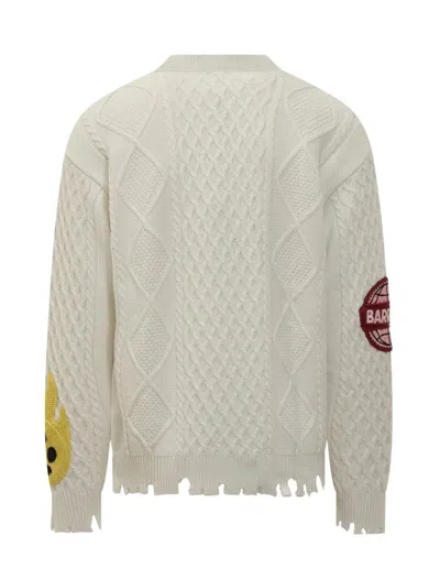 Barrow White Sweater With Embroidered Patches In Neutral