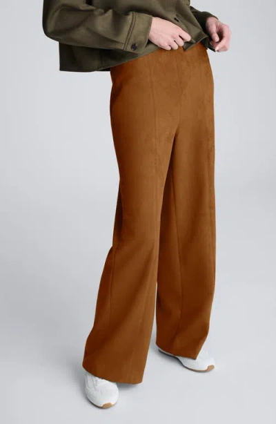 Kenneth Cole Faux Suede Pull On Wide Leg Pant In Brown