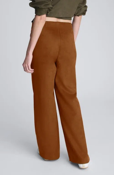 Kenneth Cole Faux Suede Pull On Wide Leg Pant In Brown