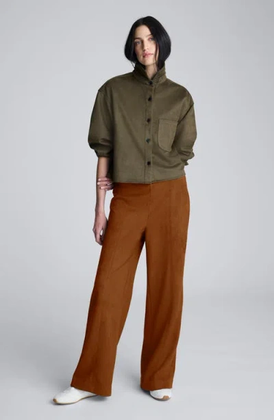 Kenneth Cole Faux Suede Pull On Wide Leg Pant In Brown