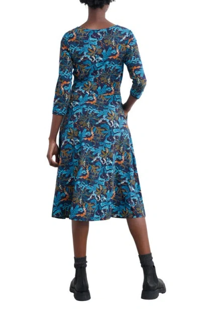 Seasalt Cornwall April Printed Stretch Organic Cotton Dress In Blue