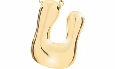 Jane Basch Designs Puffed Initial Pendant Necklace In Gold