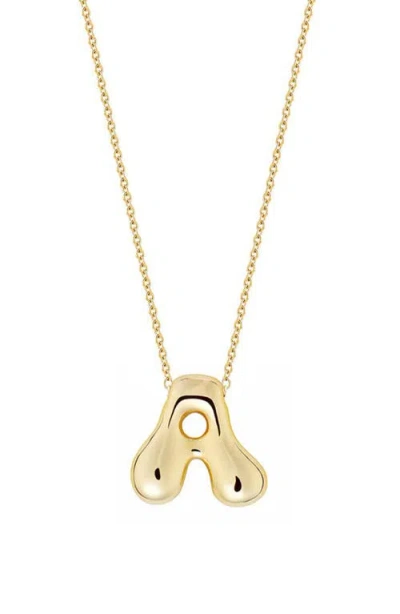Jane Basch Designs Puffed Initial Pendant Necklace In Gold