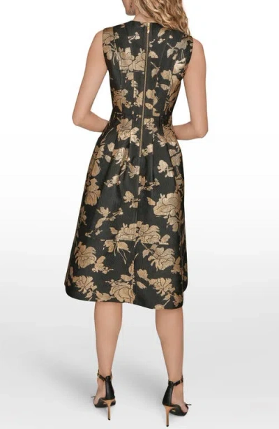 Donna Karan Metallic Jacquard Midi Dress In Multi
