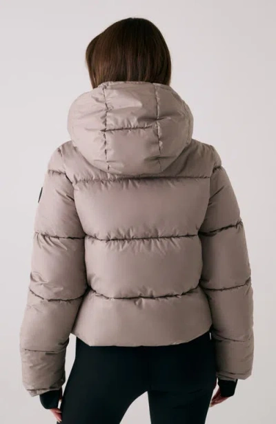 Lole London Waterproof 700 Fill Power Hooded Down Crop Puffer Jacket In Gray