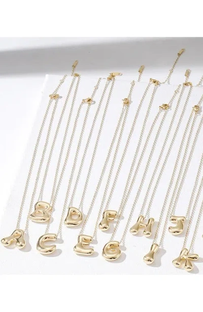 Jane Basch Designs Puffed Initial Pendant Necklace In Gold