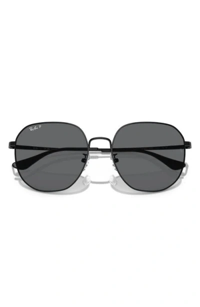Ray Ban Ray-ban 60mm Polarized Round Sunglasses In Black