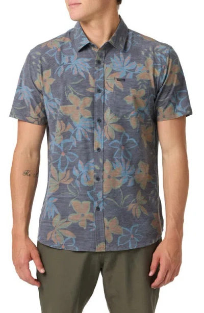 O'neill Trvlr Upf Traverse Slub Short Sleeve Performance Button-up Shirt In Gray