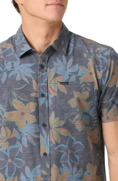 O'neill Trvlr Upf Traverse Slub Short Sleeve Performance Button-up Shirt In Gray