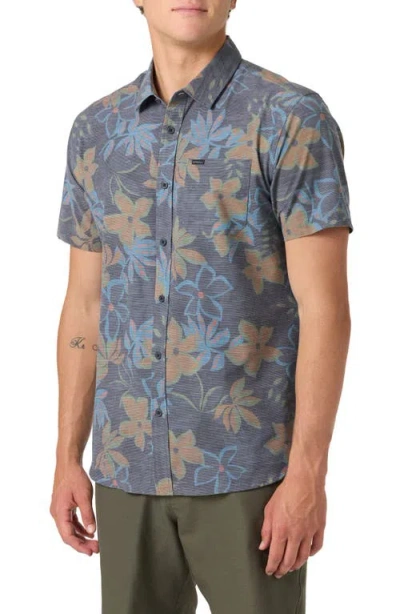 O'neill Trvlr Upf Traverse Slub Short Sleeve Performance Button-up Shirt In Gray