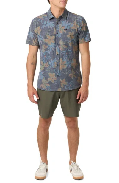 O'neill Trvlr Upf Traverse Slub Short Sleeve Performance Button-up Shirt In Gray
