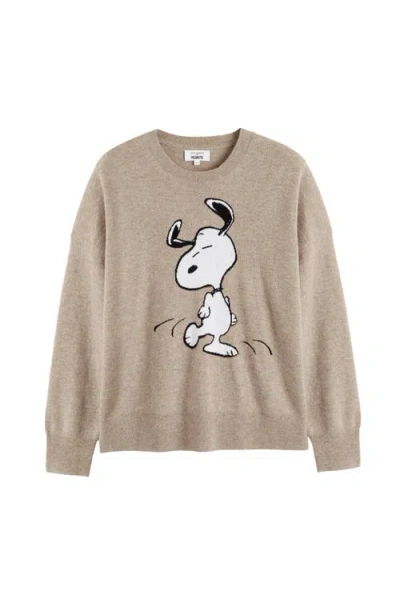 Chinti & Parker Wool-cashmere Dancing Snoopy Sweater In Neutral
