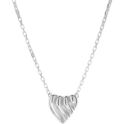 Marlyn Schiff Sophia Domed Heart Necklace In Metallic