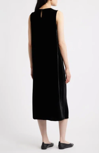 Eileen Fisher V-neck Sleeveless Velvet Dress In Black