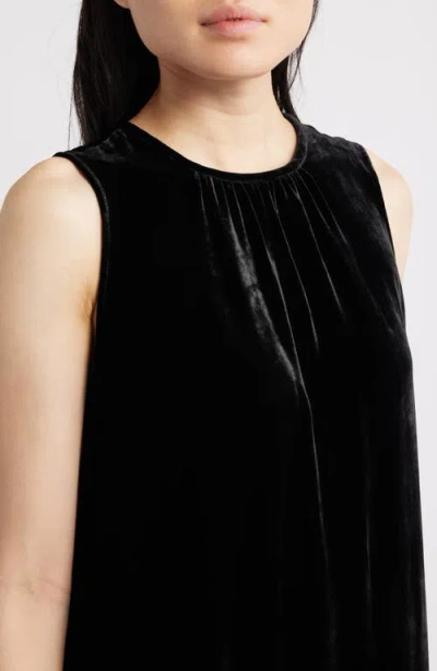 Eileen Fisher V-neck Sleeveless Velvet Dress In Black