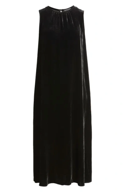 Eileen Fisher V-neck Sleeveless Velvet Dress In Black