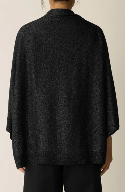 Eileen Fisher Metallic Merino Wool Blend Wrap In Black