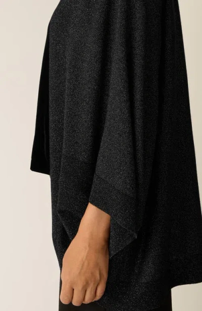 Eileen Fisher Metallic Merino Wool Blend Wrap In Black
