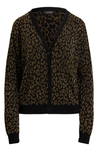 Ralph Lauren Women's Metallic Ocelot Long Sleeve Cardigan In Brown