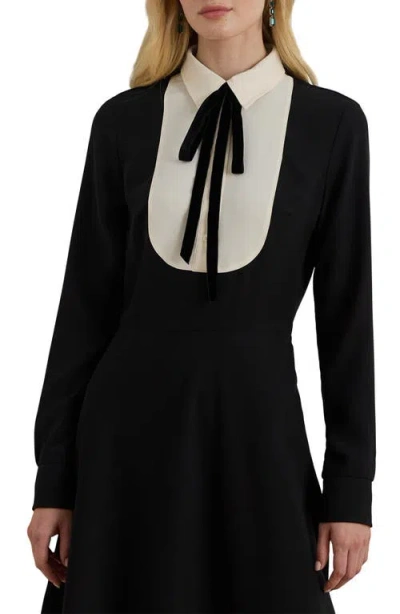 Ralph Lauren Women's Tie Neck Long Sleeve Dress In Black