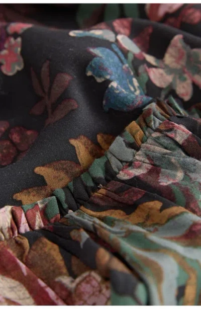 Next Floral Long Sleeve Ruffle Hem Dress In Multi