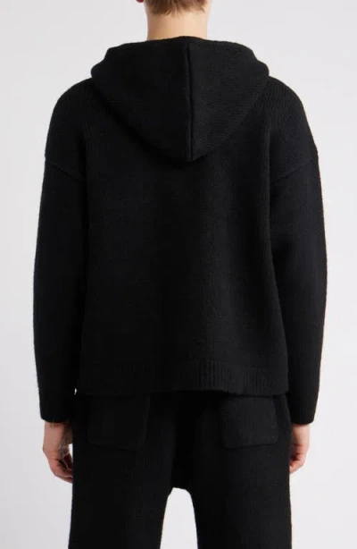 Elwood Hooded Zip Cardigan In Black