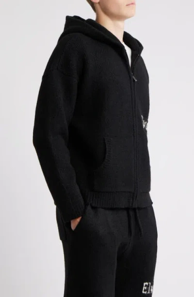 Elwood Hooded Zip Cardigan In Black