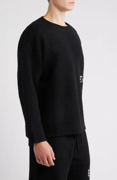 Elwood Oversize Crewneck Sweater In Black