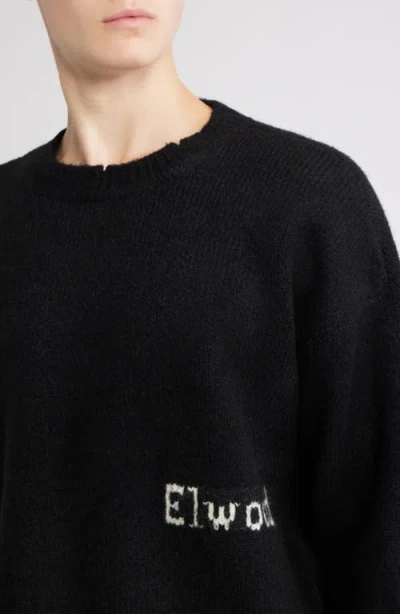 Elwood Oversize Crewneck Sweater In Black