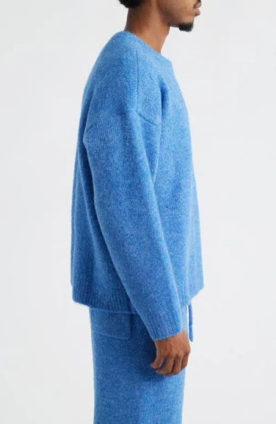 Elwood Oversize Crewneck Sweater In Blue