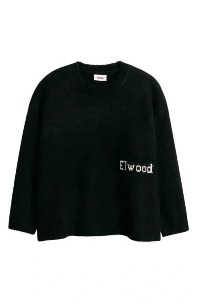 Elwood Oversize Crewneck Sweater In Black