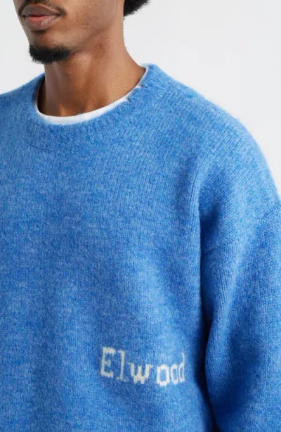 Elwood Oversize Crewneck Sweater In Blue