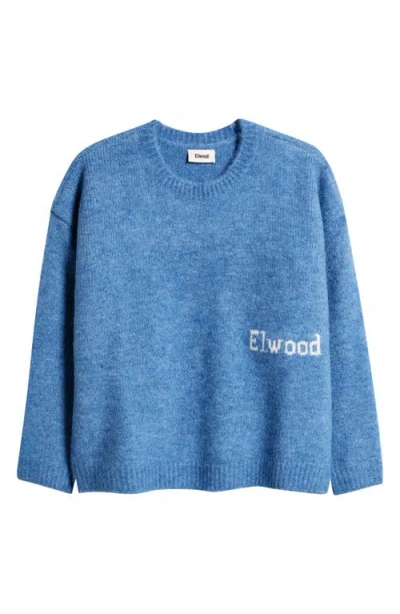 Elwood Oversize Crewneck Sweater In Blue