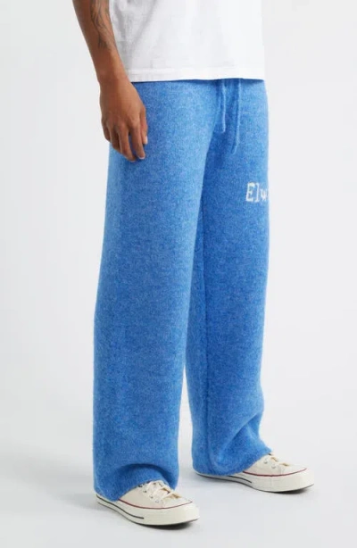 Elwood Intarsia Logo Baggy Sweatpants In Blue