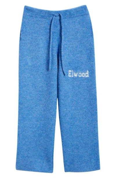 Elwood Intarsia Logo Baggy Sweatpants In Blue