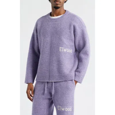 Elwood Oversize Crewneck Sweater In Purple