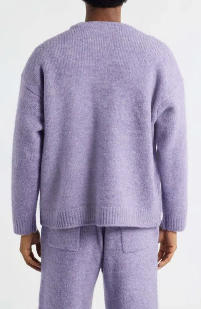 Elwood Oversize Crewneck Sweater In Purple