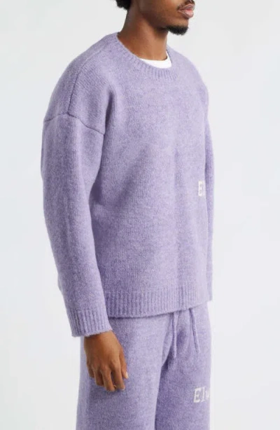 Elwood Oversize Crewneck Sweater In Purple