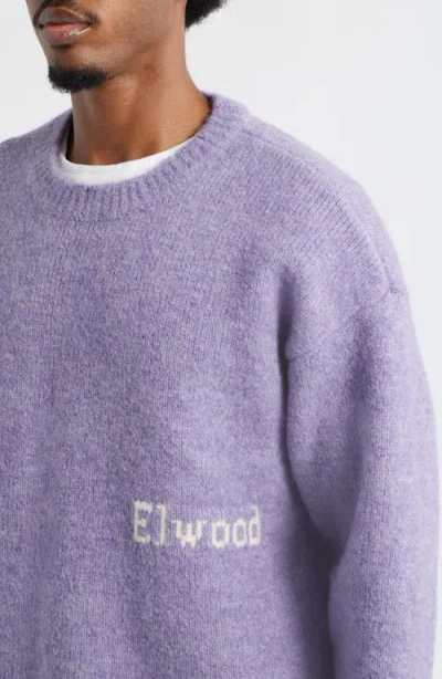 Elwood Oversize Crewneck Sweater In Purple